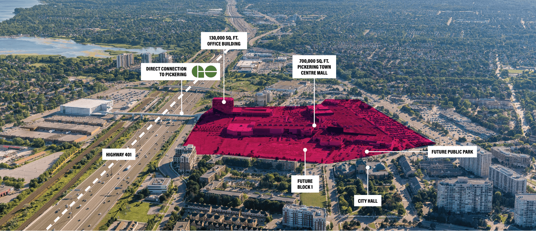Pickering City Centre Aerial Map Location